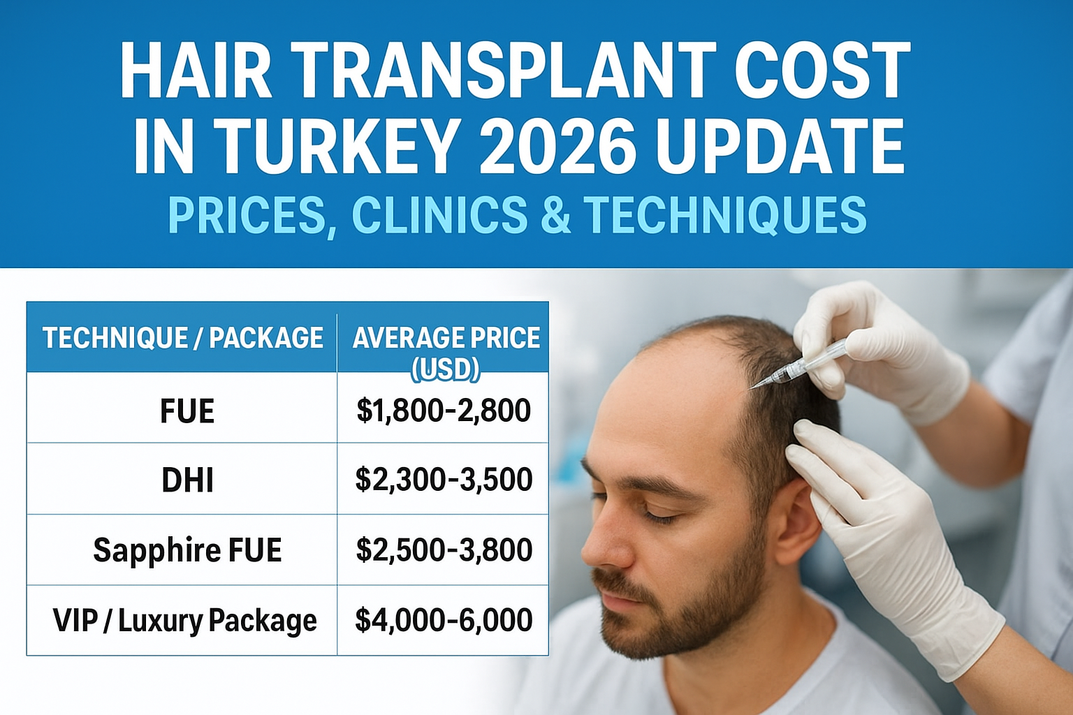 Hair Transplant Cost in Turkey 2026 Update