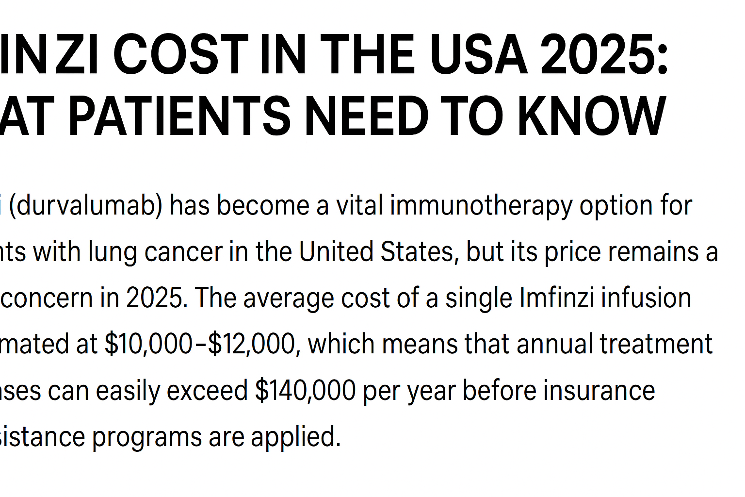 Imfinzi Cost in the USA 2025: Price, Treatment for Lung Cancer, and Insurance Coverage
